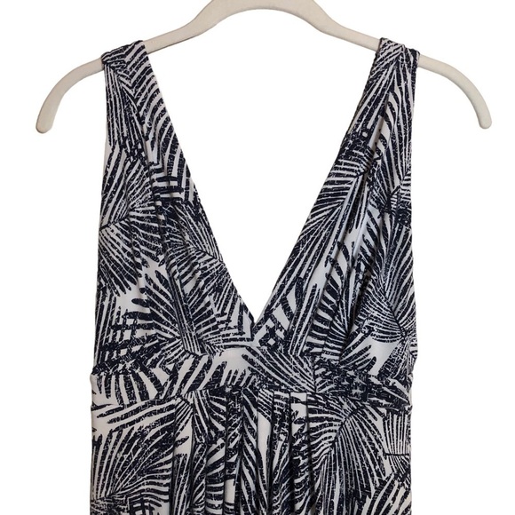Tart Women’s Navy & White Palm Print Modal Dress Beachy Tropical Soft Size Small - Picture 2 of 9